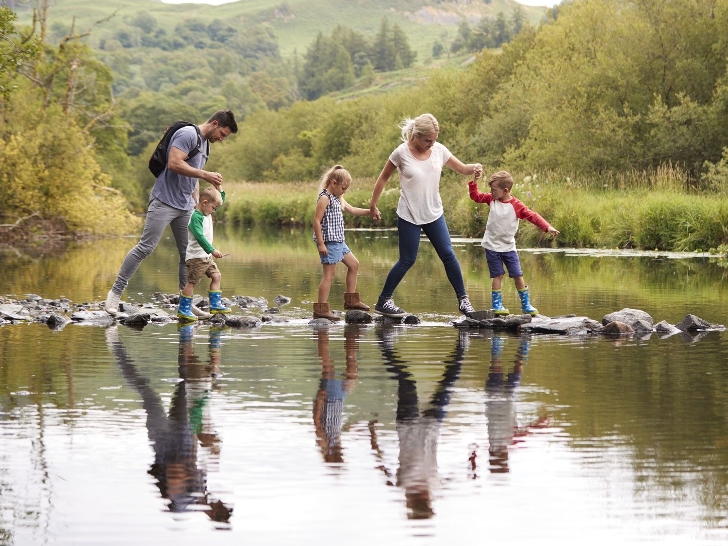 A family exploring in the Lake District
